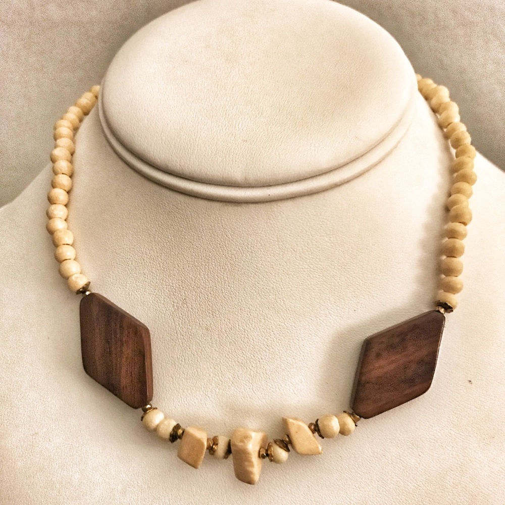 SOLD Miriam Haskell 1960's faux bone beads & wood